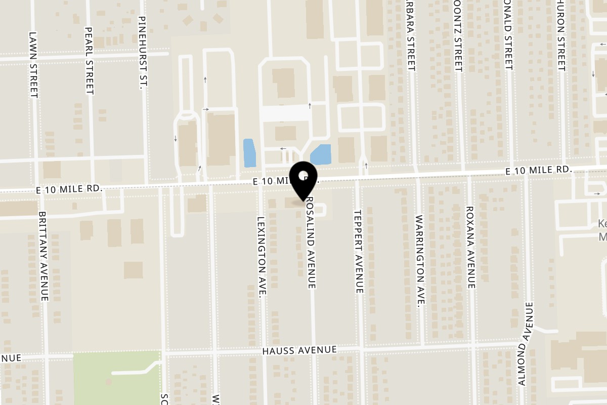 Map showing the location of Von Thai on 18140 E 10 Mile Rd in Eastpointe
